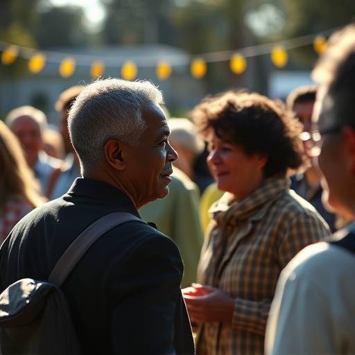 Documentary film still showing a local community event